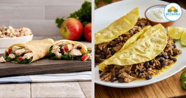 Collage of images with food