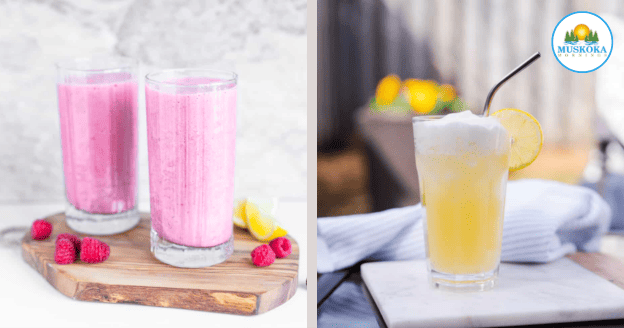 a collage of photos of smoothies that help clean liver