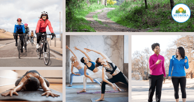 a collage of images of people being active