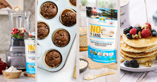 A collage of food made with No Yolking